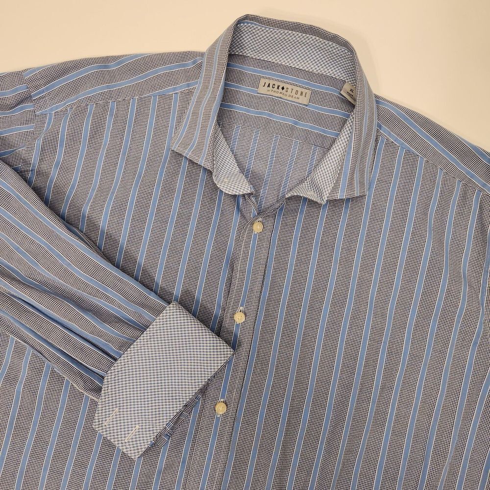 Jack Stone By Thomas Dean Men's XL Regular Fit Long-Sleeve Shirt With Flip Cuffs